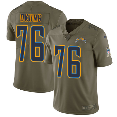 Nike Chargers #76 Russell Okung Olive Men's Stitched NFL Limited Salute To Service Jersey